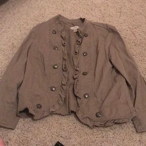 Light brown blazer with buttons up the front